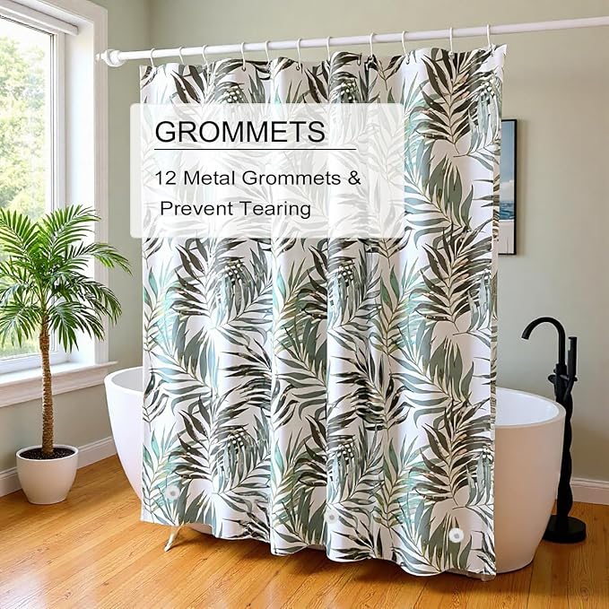 TIKABC Shower Curtain Liner, 4G PEVA Shower Liner, Plastic Waterproof Shower Curtains, 72x72 inch with Grommet Holes 3 Magnetic Weights