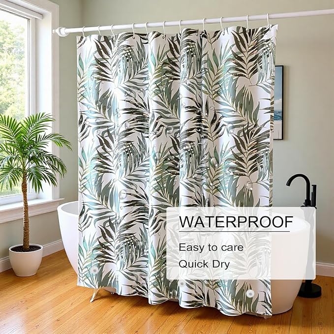 TIKABC Shower Curtain Liner, 4G PEVA Shower Liner, Plastic Waterproof Shower Curtains, 72x72 inch with Grommet Holes 3 Magnetic Weights
