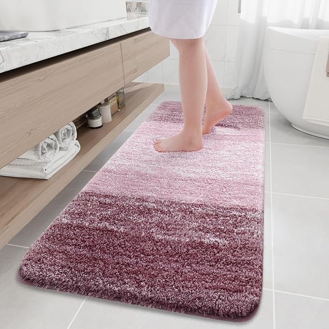 Arotive Microfiber Bathroom Rugs, Shaggy Soft Absorbent Bath Rug, 70x24 | Mauve, Rubber Backing Thick Plush Machine Washable Dry Bath Mats for Bathroom, Tub and Shower, Rectangular