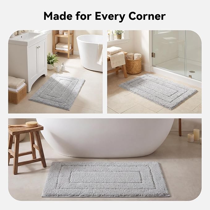 GRANNY SAYS Gray Bathroom Rug 36" x 24", Non-Slip Microfiber Bath Mat | Ultra-soft, durable TPR backing for reliable grip, fast water absorption, machine washable for Vanity, Shower, Tub