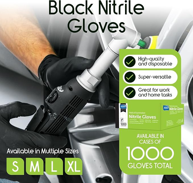 Inspire Black Nitrile Disposable Gloves | 4.5 Nitrile Disposable Safety Medical Cooking Cleaning Gloves