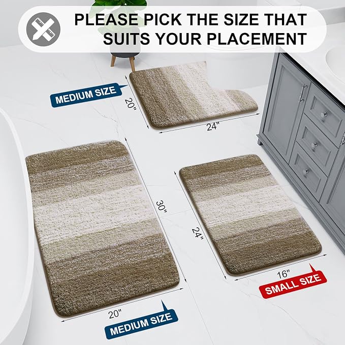 Arotive Microfiber Bathroom Rugs, Shaggy Soft Absorbent Bath Rug, 47x24 | Coffee, Rubber Backing Thick Plush Machine Washable Dry Bath Mats for Bathroom, Tub and Shower, Rectangular