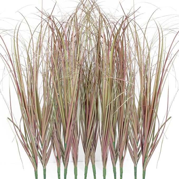 12Pcs Artificial Grass Plants, Faux Shrubs Wheat Grass, Artificial Tall Grass Fake Plants for Outdoor Decor,Artificial Greenery Stems Weed for Room Indoor Home Decor（Light Purple）