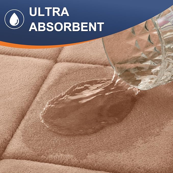 OLANLY Memory Foam Bath Mat 70x24, Ultra Soft and Absorbent Bathroom Rugs | Dark Beige, Quick Dry, Machine Washable Shower Bath Rugs, Comfortable Bath Carpet for Bathroom Floor, Tub and Shower