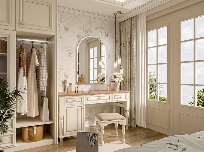 Frameless Bathroom Mirror, 20"x30" Beveled Arched Vanity Mirrors | Frameless, 15mm beveled edge, 5mm HD glass, shatterproof, anti-rust, french cleat, for bathroom/bedroom/entryway