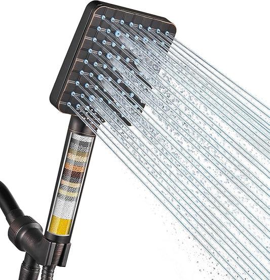 Cobbe Filtered Shower Head with Handheld, High Pressure 6 Spray Mode Showerhead with Filters, Water Softener Filters for Hard Water - Remove Chlorine - Reduces Dry Itchy Skin, Oil Rubbed Bronze