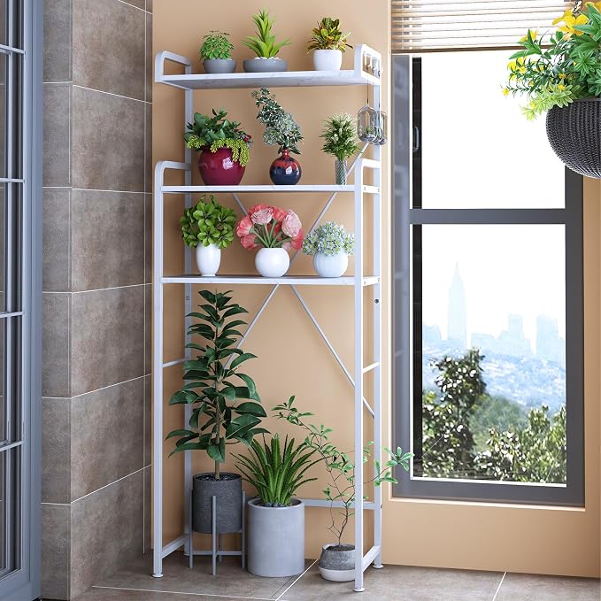 Huhote Over The Toilet Storage Rack with 3-Tier Bathroom Shelves, Space Saver Toilet Shelf, Bathroom Storage Organizer with Hooks for Over Toilet Storage and Bathroom Shelf (White Faux Marble)