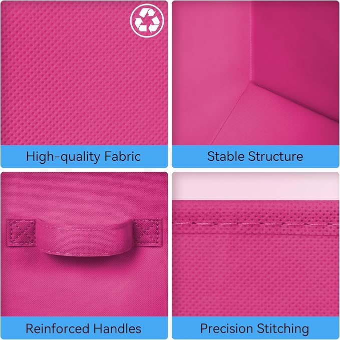 Cupic Cupid 6-Pack 11x11 Storage Cubes, Fabric Cube Bins, Pink Gradient | Foldable, Reinforced Front Handle, Holds Clothes, Toys, Daily Essentials and More, Fits Shelves, Nursery, Playroom