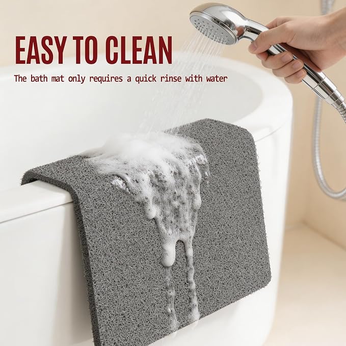17 * 30in Shower Mat Bathtub Mat Non Slip | Bathmats Non Slip, Quick Drying Foot Scrubber Loofah Mats for Inside Shower, Tub, Bathroom, Home, Grey
