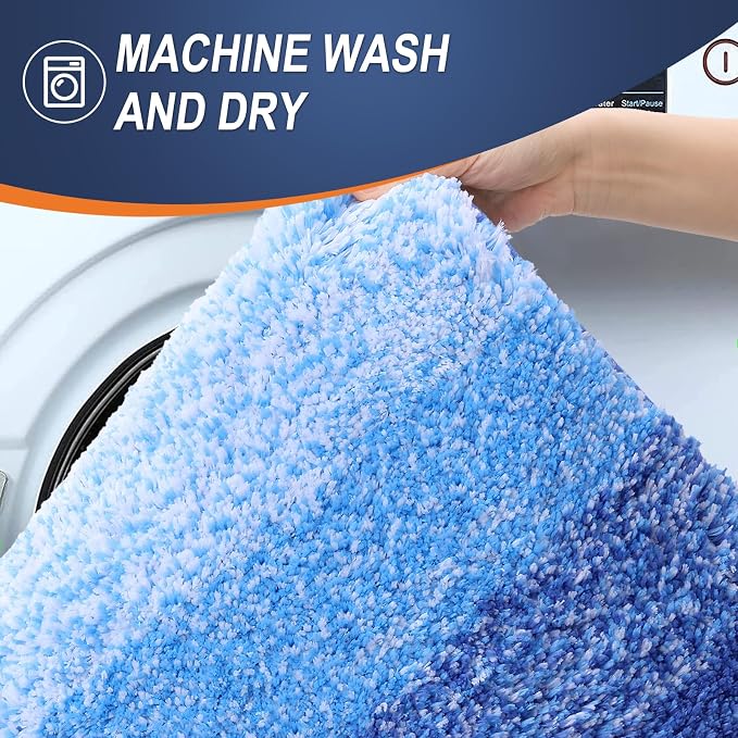 OLANLY Large Bathroom Rugs 50x30, Extra Soft Absorbent Microfiber Bath Rugs | Light Royal Blue, Non-Slip Quick-Drying Rubber Backing, Washable Bath Mat for Floor, Tub and Shower, Home Decor Accessories