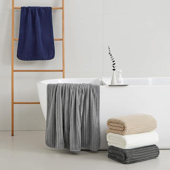 6 Piece Bath Towel Set, 30"x60" Towels, Charcoal Gray | Microfiber,Quick dry, Highly Absorbent,shower towels for bathroom gym,2 large Bath towels,2 hand towels,2 washcloths