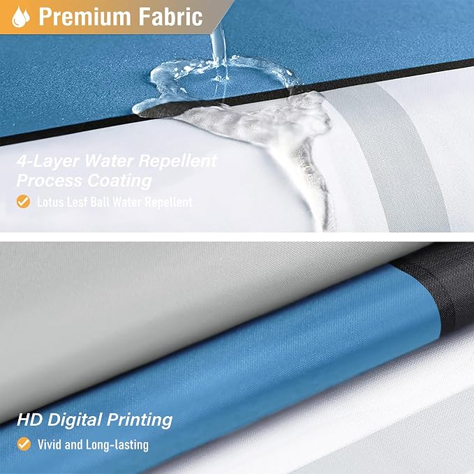 60x72 Stall Geometric Waterproof Fabric Shower Curtain, Moonlight Blue | Narrow Long, Premium Polyester, Weighted Hem, 10 Plastic Hook, Vibrant Color, Wrinkle-resistant, Quick-Dry, Machine Washable
