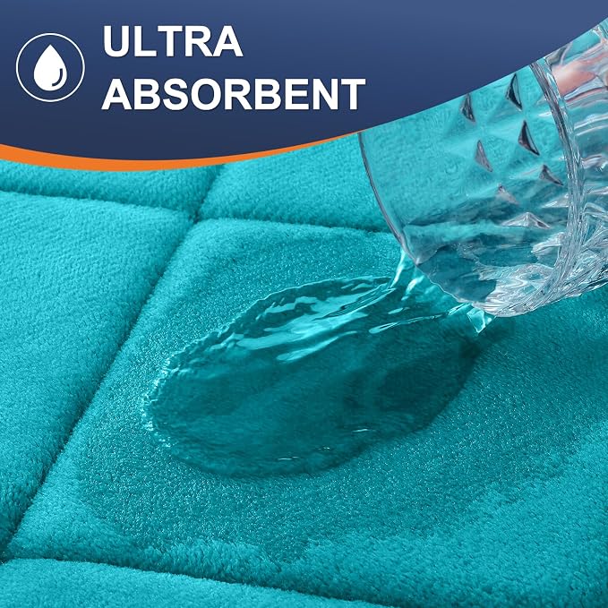 OLANLY Memory Foam Bath Mat 59x34, Ultra Soft and Absorbent Bathroom Rugs | Teal, Quick Dry, Machine Washable Shower Bath Rugs, Comfortable Bath Carpet for Bathroom Floor, Tub and Shower
