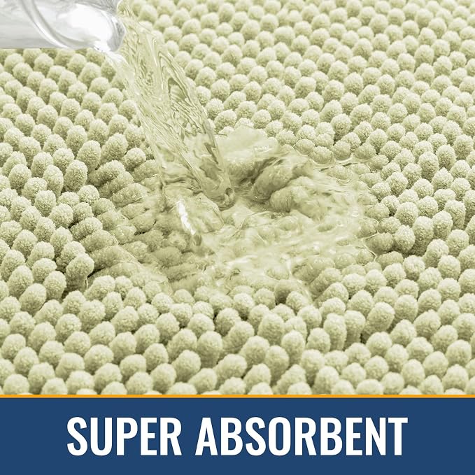 Arotive Bathroom Rugs 30x20, Soft Absorbent Shaggy Chenille Bath Rugs | Vanilla, Machine Washable Rubber Backing Bath Mats for Bathroom Floor Tub and Shower Home Decor Accessories