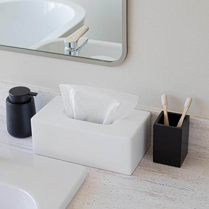 Yew Design Matte White Rectangular Tissue Box Cover