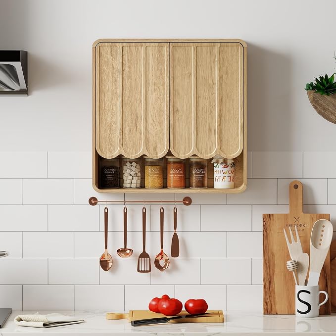 Bathroom Wall Mounted Storage Cabinet, Medicine Cabinet with Adjustable Shelf, Over The Toilet Storage Cabinet for Bathroom, Laundry Room, Kitchen, Living Room (Natural)