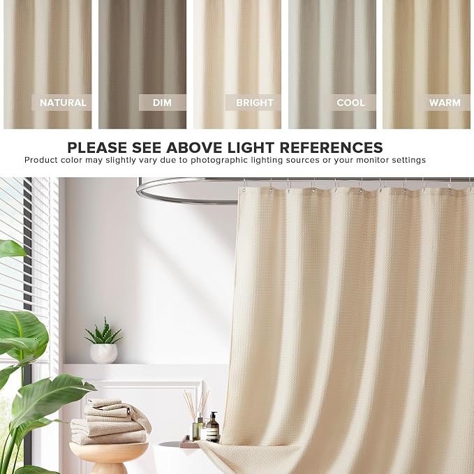 Madison Park Arbor Waffle Stall Shower Curtain, 36 x 72, Beige Solid | Adds Privacy, Machine Washable, Farmhouse, OEKO-TEX Certified Bathroom Curtain, 3M Scotchgard Moisture Management