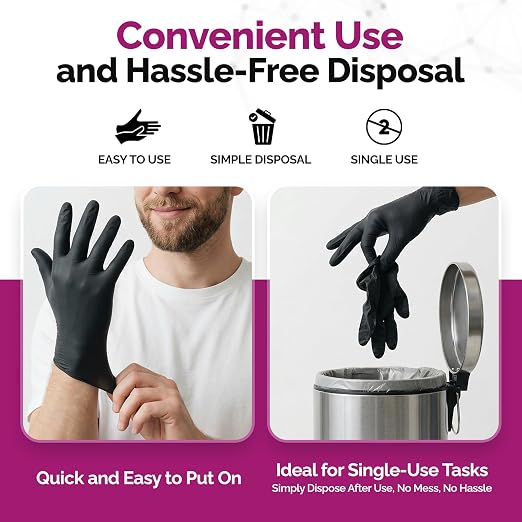 GripProtect Precise Black Nitrile Gloves 4 Mil, Chemical Resistant Gloves | Textured Grip for Mechanics, Tattoos, Food Prep & Cleaning – Medical Grade Disposable Gloves, XLarge Bulk Case of 1000