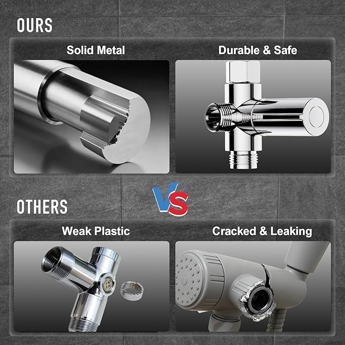 Veken 11.8“ Rain Shower Head with Handheld,Dual High Pressure Shower Heads | 5-mode Hand Held Spray with Hose,Wide Detachable Rainfall,Dual Showerhead Combo,Bathroom Accessories,Easy setup,Chrome Silver