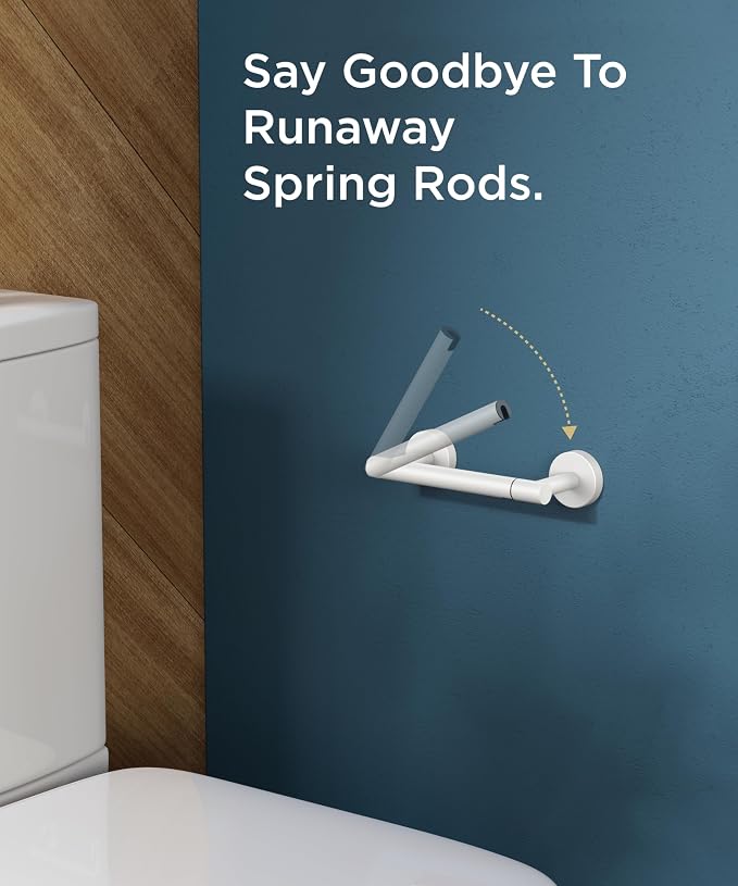 FORIOUS Commercial Toilet Paper Holder Wall Mount Bathroom Tissue Holder | White | SUS304 Stainless Steel Rustproof | Double Post Pivoting Toilet Paper Roll Holder | Screw-In | Round Base