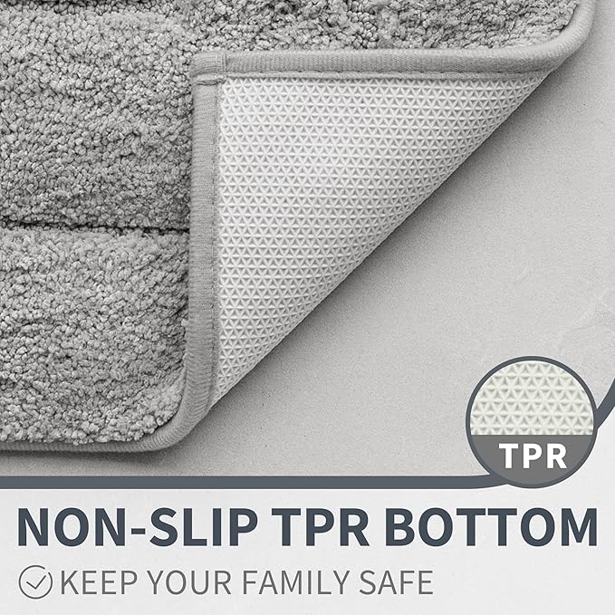 GRANNY SAYS Gray Bathroom Runner Rug 24" x 48", Soft Microfiber Bath Mat | Non-Slip long rug with TPR Backing, Absorbent, Machine Washable Extra Large Bath Rugs for Double Vanity, Shower, Tub