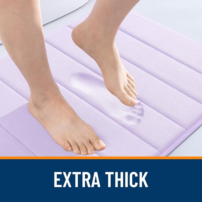 OLANLY Memory Foam Large Bath Mat 40x32, Super Soft Absorbent Bathroom Rugs | Lavender, Quick Dry Bath Rug, Machine Washable Shower Floor Mats, Bathmat Carpet for Bathroom Floor, Tub and Shower