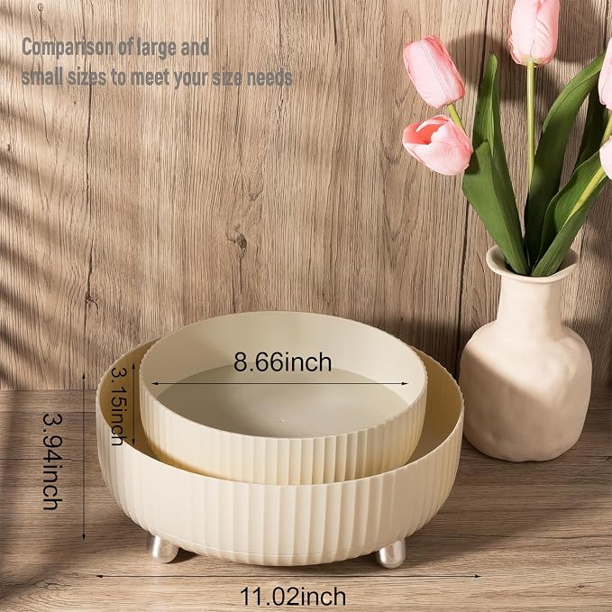 360 Rotating Makeup Perfume Organizer Skincare Tray, Large Beige | 360 Degree Spinning Lazy Susan Organizer Lotion Cosmetics Storage for Dresser, Vanity, Bathroom Countertop
