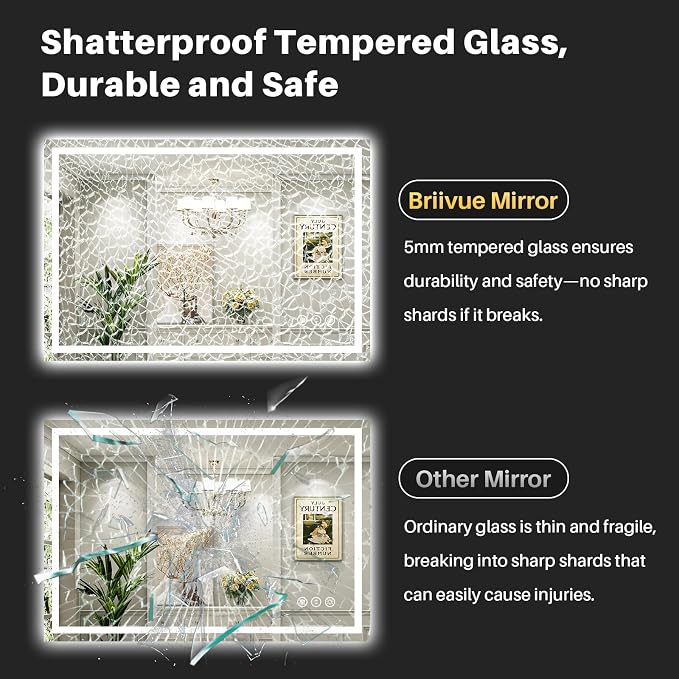 77x36 Inch LED Bathroom Mirror with Lights, Backlit & Front Lit | Anti-fog, 3 Color Dimmable, Memory Function, HD Reflection Tempered Glass, ETL Listed, IP54 Waterproof