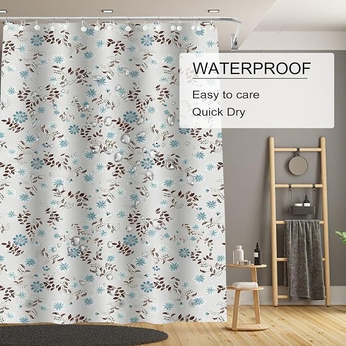 TIKABC Shower Curtain Liner, 4G PEVA Shower Liner, Plastic Waterproof Shower Curtains, 72x72 inch with Grommet Holes 3 Magnetic Weights
