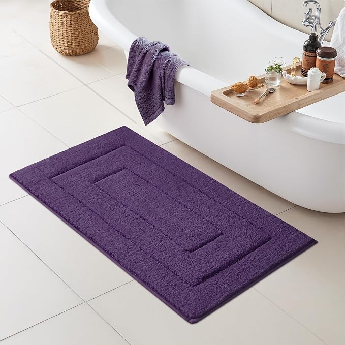 GRANNY SAYS Purple Bathroom Rug 24" x 43", Non-Slip Microfiber Bath Mat | Ultra-soft, durable TPR backing for reliable grip, fast water absorption, machine washable for Vanity, Shower, Tub