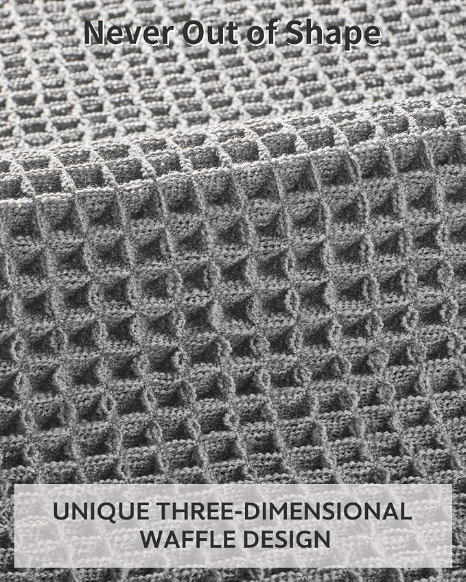 tchdio Waffle Bath Mat Rug, Super Absorbent Non Slip Bath Mats for Bathroom Mat Ultra Soft Bathmat Machine Washable Bathroom Rugs with Tassels, Bath Rugs Beside Tub, 17" x 24"