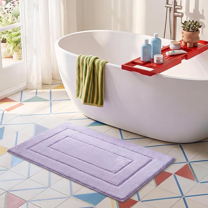 GRANNY SAYS Lavender Bathroom Rug 16" x 24", Non-Slip Microfiber Bath Mat | Ultra-soft, with durable TPR backing for reliable grip, fast water absorption, machine washable for small bathroom spaces