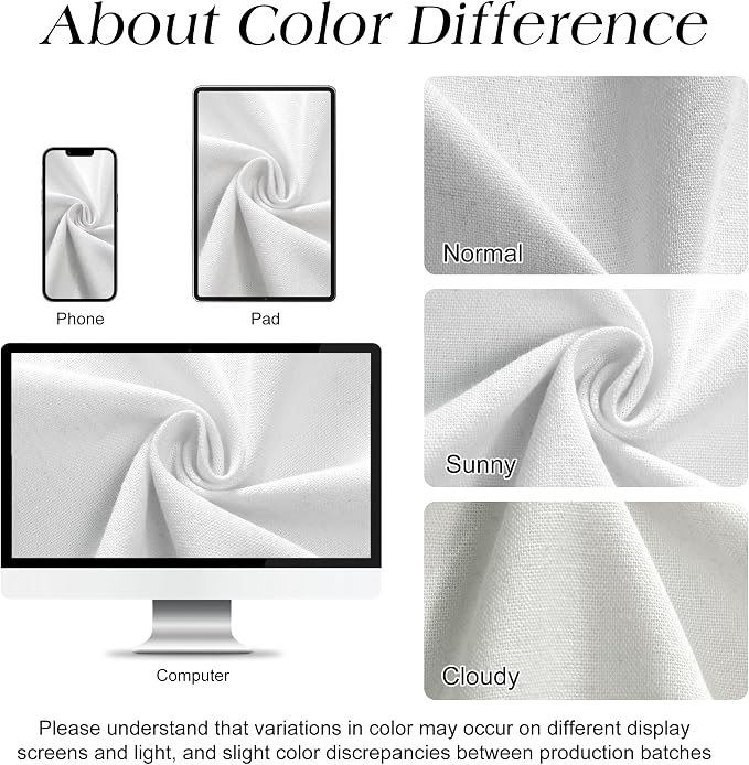 Extra Long Shower Curtain,96 Inch Long Linen Weighted Thick Fabric Bathroom Shower Curtain, Neutral Hotel Elegant Modern Farmhouse Style Bath Curtains Set with 12 Plastic Hooks,72x96, White