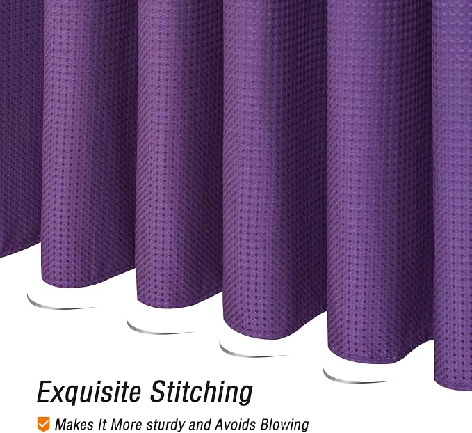Long Purple Fabric Shower Curtain, 72 x 78 | Tall Cloth-Textured Shower Curtain for Bathroom, Water Repellent, Machine Washable