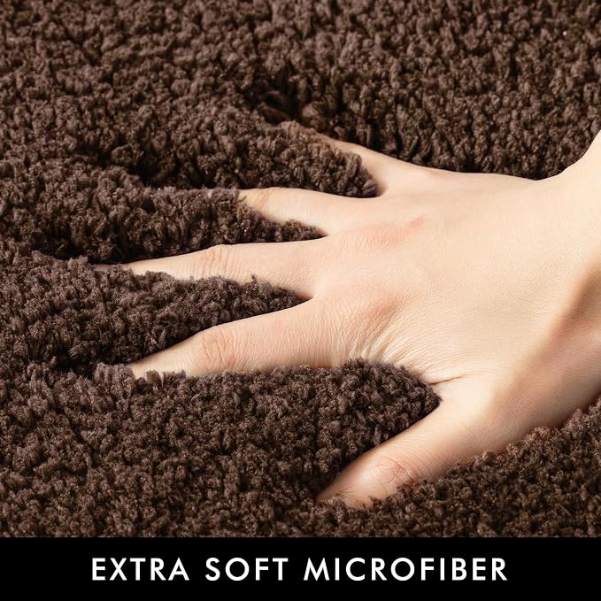 MIULEE Brown Bathroom Runner Rugs Soft Microfiber Bath Mat 24x44 Inch | Absorbent, Non Slip, Quick Dry, Fluffy Bath Rugs for Bathroom Floor Tub Showers, Machine Washable