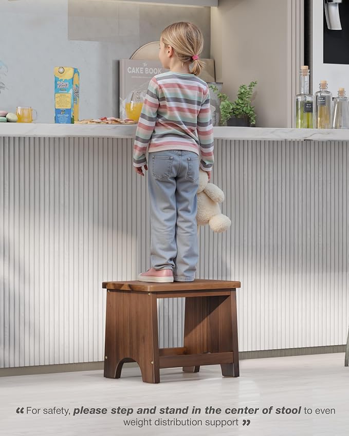 FANATU 13'' Wooden Step Stool, One Step Stool for Adults, 550lbs Capacity | Non-Slip, Durable Step Stool With A Wide Comfortable Platform For Multipurpose Use, Bed Steps For High Beds For Adults