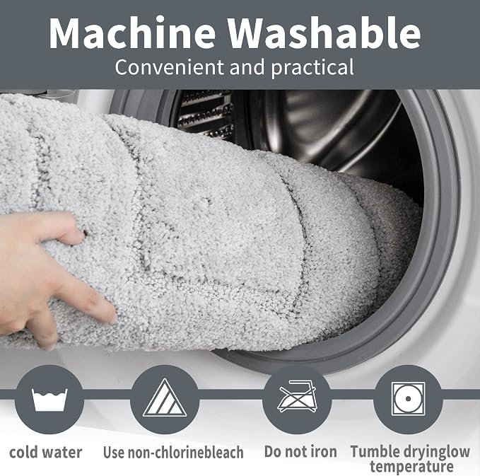 GRANNY SAYS Gray Bathroom Runner Rug 59" x 24", Soft Microfiber Bath Mat | Non-Slip long rug with TPR Backing, Absorbent, Machine Washable Extra Large Bath Rugs for Double Vanity, Shower, Tub