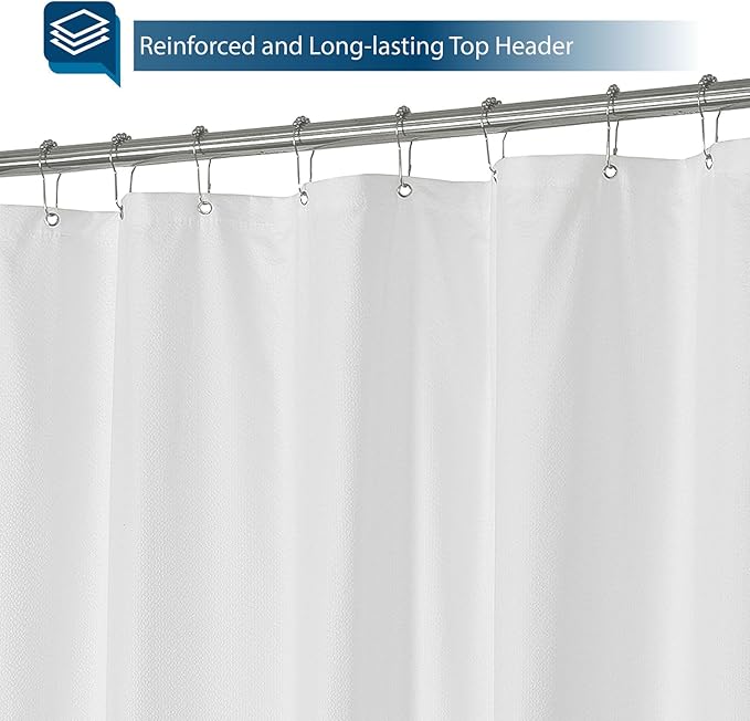 Barossa Design Soft Microfiber Fabric Shower Liner or Curtain White | Hotel Quality, Machine Washable, Water Repellent 70W x 72H Lightweight Cloth Shower Curtain for Bathroom/Tub