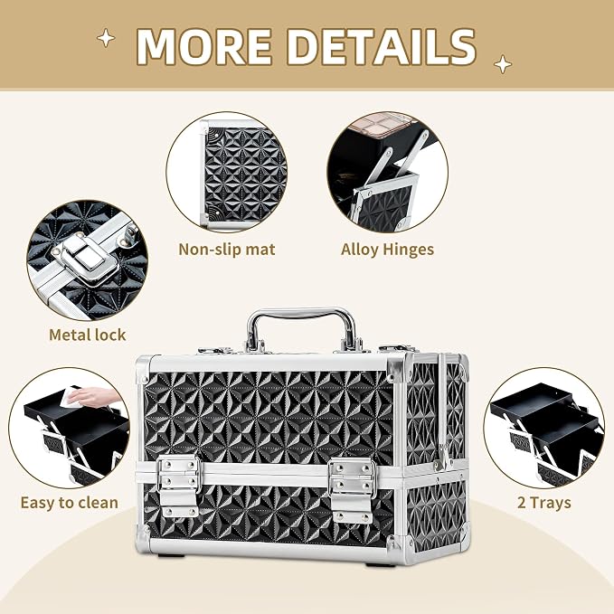 Leeora&Leekoo Makeup Case, Black | Portable, Makeup Box Organizer