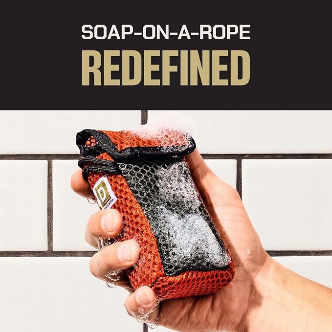 Duke Cannon Tactical Scrubber Soap Pouch, 2 Pack, Soap on a Rope | Dual-layer mesh soap pouch exfoliates, creates a rich lather, improves grip, and helps extend bar soap life.