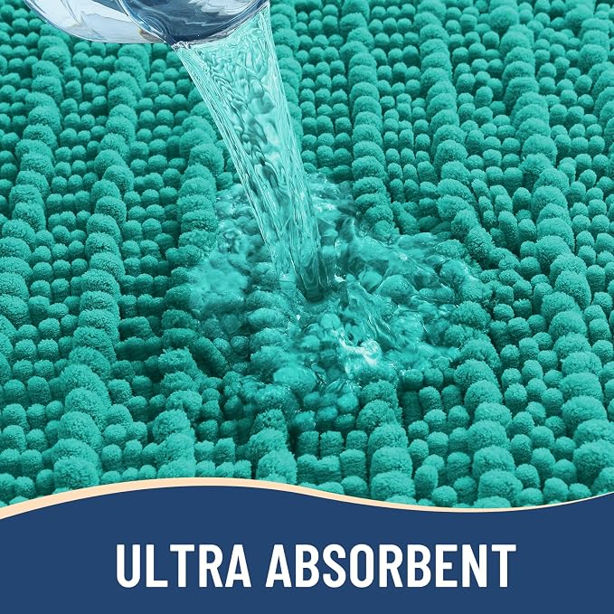 Arotive Bathroom Rugs Mat 30x20, Soft Absorbent Chenille Shaggy Bath Mat | Teal, Machine Wash Dry, Bath Rugs for Bathroom Floor, Tub and Shower, Home Decor Accessories