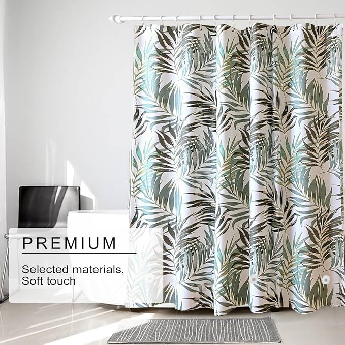 TIKABC Shower Curtain Liner, 4G PEVA Shower Liner, Plastic Waterproof Shower Curtains, 72x72 inch with Grommet Holes 3 Magnetic Weights