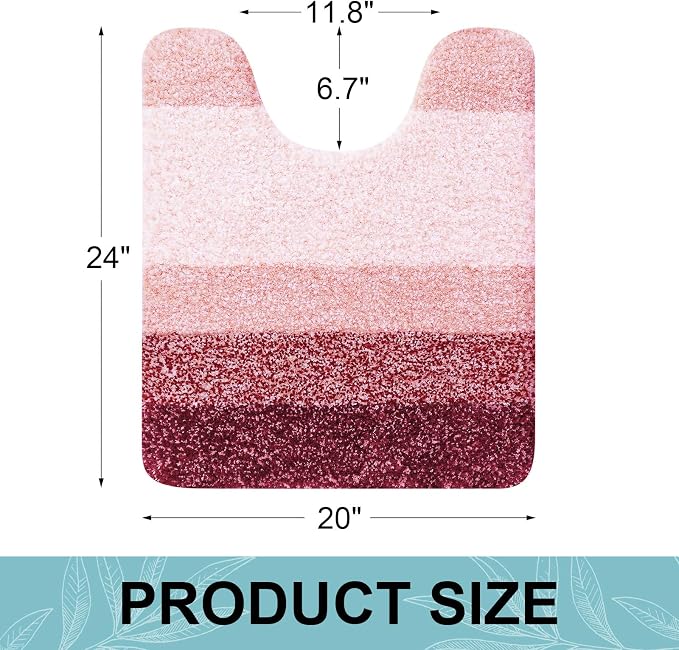 Arotive Microfiber Bathroom Rugs, Soft Absorbent Contour Toilet Rugs, 24x20 | Burgundy, Rubber Backing Thick Plush Machine Washable Dry Bath Mats for Toilet Base, U-Shape