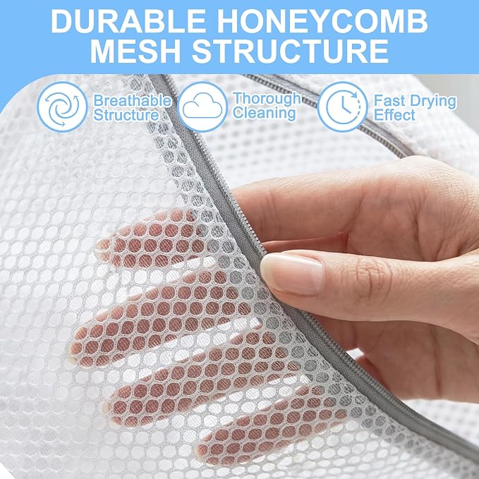 3Pcs Laundry Bags Mesh Wash Bags 9x12 Inches | (3 Small) | Upgraded Honeycomb & Fine Mesh, Extra Durable with Sturdy Zippers