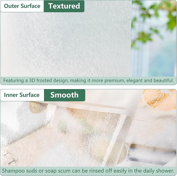 Seenus Waterproof EVA Shower Window Curtain 3D Frosted for Privacy, 40 x 36 inch Bpa-Free Vinyl Shower Curtain Liner Small with 2 Large Magnets, Mini Plastic Bathroom Window Curtain Translucent