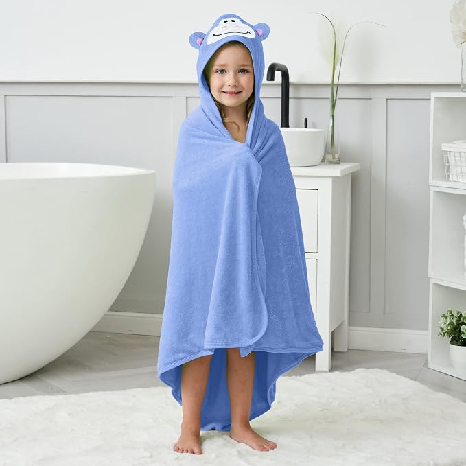 HIPHOP PANDA Ultra Soft Hooded Baby Towel - 2-Layer Thick 500GSM Absorbent | Rayon Made from Bamboo, Hooded Bath Towel for Newborn, Infant, Toddler, Baby Registry - Gorilla, 30x40 In