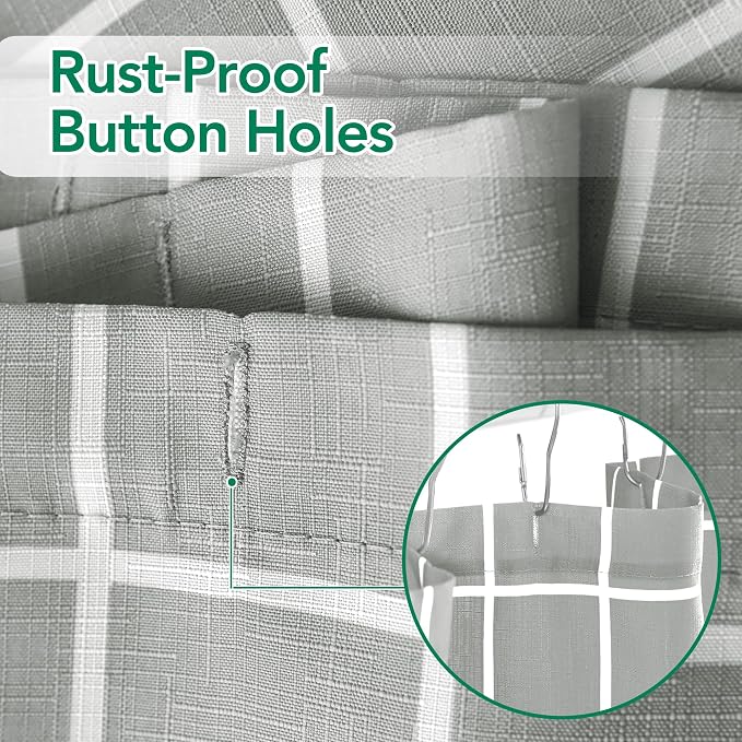 Biscaynebay Fabric Grey Shower Curtain for Bathroom-Modern Farmhouse Faux Linen Textured Grid Plaid Shower Curtains, Minimalist Simple Geometric Neutral Decor Machine Washable-70x72 Inches Silver Grey