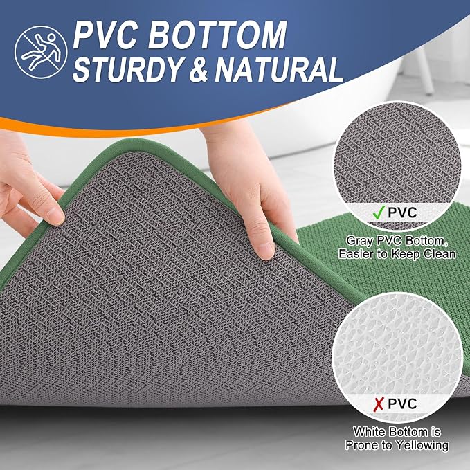OLANLY Memory Foam Bathroom Runner Rugs 47x17, Long Bath Mats, Olive Green | Soft Quick Dry Bath Rugs, Non-Slip, Absorbent Machine Washable Mat for Bathroom Floor, Tub and Shower, Home Decor Accessories