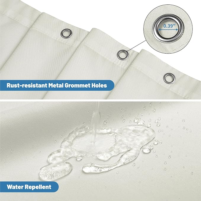 1 Pack Water-Repellent Fabric Shower Curtain Liner, 72x66 Cream | 100% polyester, 3 Magnets, Rustproof Grommets & Weighted Hem, quick-dry, machine washable, hotel quality for bathroom