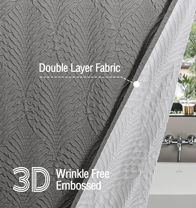 Ombre Grey Shower Curtain for Bathroom, Farmhouse Bath Curtain 72x72